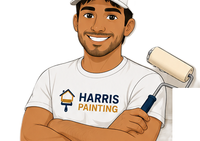 Illustration of the Harris Painting contractor holding a paint roller